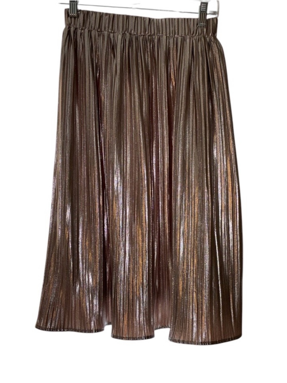 LIKE new THML Bronze Metallic pleated Midi skirt Sz XS